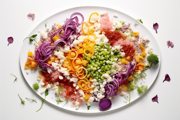 Talerz z kolorowym daniem